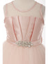 Girls Multi Color Illusion Neckline Pleated Satin Tulle Flower Girl Dress 2-16 - SophiasStyle.com